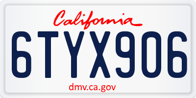 CA license plate 6TYX906