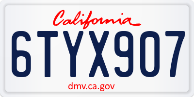 CA license plate 6TYX907