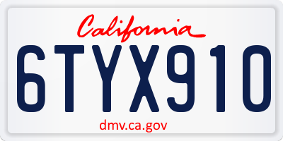 CA license plate 6TYX910