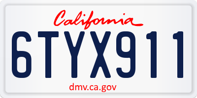 CA license plate 6TYX911