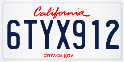 CA license plate 6TYX912