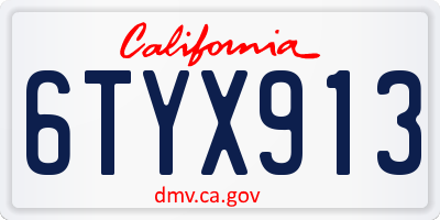 CA license plate 6TYX913