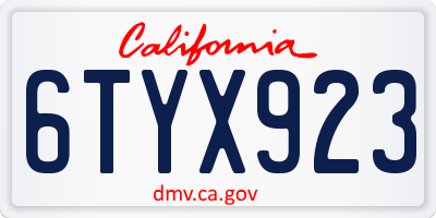 CA license plate 6TYX923
