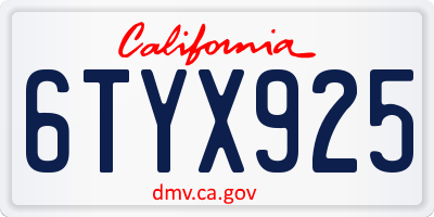 CA license plate 6TYX925