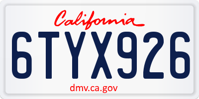 CA license plate 6TYX926