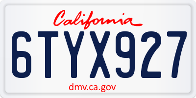 CA license plate 6TYX927