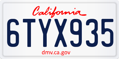 CA license plate 6TYX935