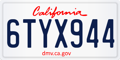 CA license plate 6TYX944