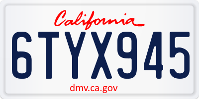 CA license plate 6TYX945