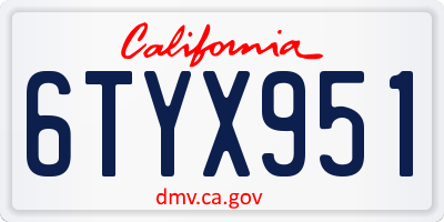 CA license plate 6TYX951