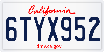CA license plate 6TYX952