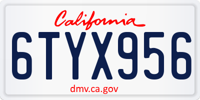 CA license plate 6TYX956
