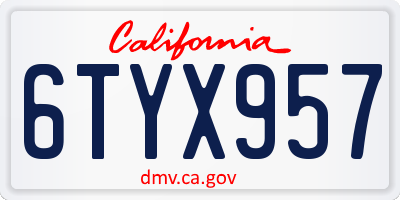 CA license plate 6TYX957