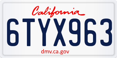 CA license plate 6TYX963