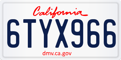 CA license plate 6TYX966