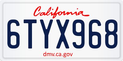 CA license plate 6TYX968