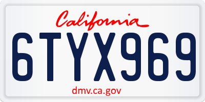 CA license plate 6TYX969