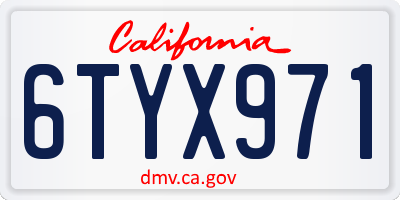CA license plate 6TYX971
