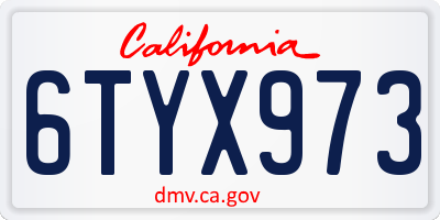 CA license plate 6TYX973