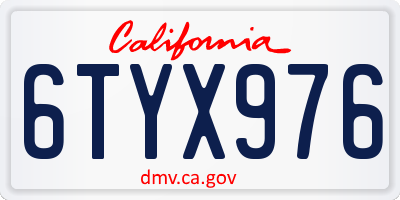 CA license plate 6TYX976