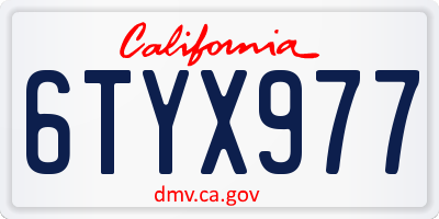 CA license plate 6TYX977