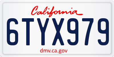 CA license plate 6TYX979