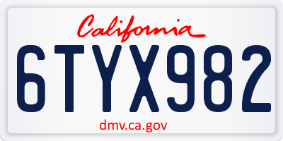 CA license plate 6TYX982