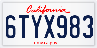 CA license plate 6TYX983