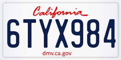 CA license plate 6TYX984