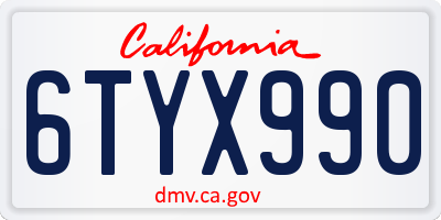 CA license plate 6TYX990