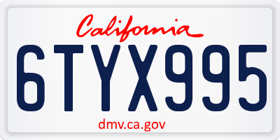 CA license plate 6TYX995