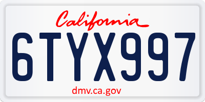 CA license plate 6TYX997
