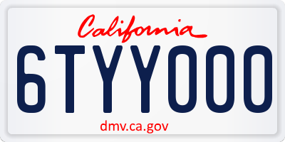 CA license plate 6TYY000