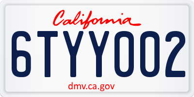 CA license plate 6TYY002