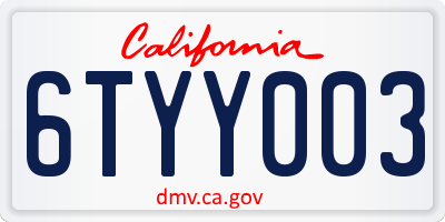 CA license plate 6TYY003