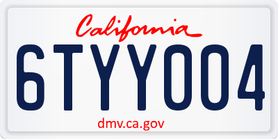 CA license plate 6TYY004