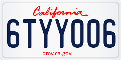 CA license plate 6TYY006