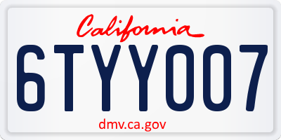 CA license plate 6TYY007