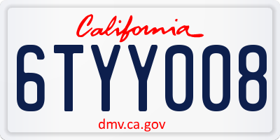 CA license plate 6TYY008