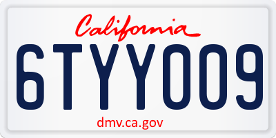 CA license plate 6TYY009