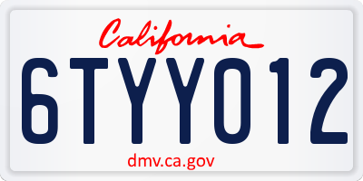 CA license plate 6TYY012