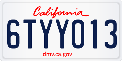 CA license plate 6TYY013