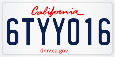 CA license plate 6TYY016
