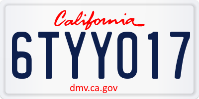CA license plate 6TYY017
