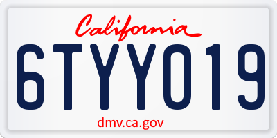 CA license plate 6TYY019