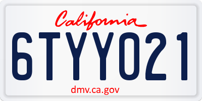 CA license plate 6TYY021