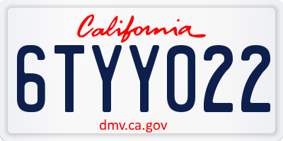 CA license plate 6TYY022