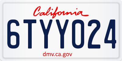 CA license plate 6TYY024