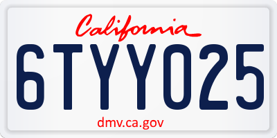 CA license plate 6TYY025