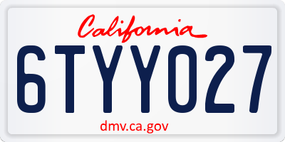 CA license plate 6TYY027